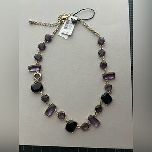 White House black market Purple faux stones and Gold tone Necklace